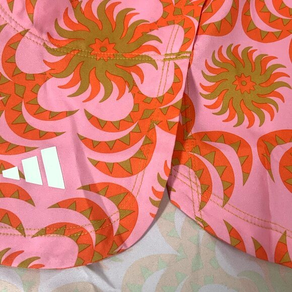 NWT FARM Rio x Adidas Logo Print Pacer Shorts Collab XL Pink Green Abstract - Picture 10 of 13
